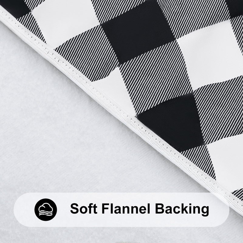 Smiry Round Picnic Tablecloth  Elastic Waterproof Fitted Vinyl Tablecloths for 36""-44"" Tables  Flannel Backed Buffalo Plaid Table Cover for Dining  Camping  Outdoor  Black and White - Image 5